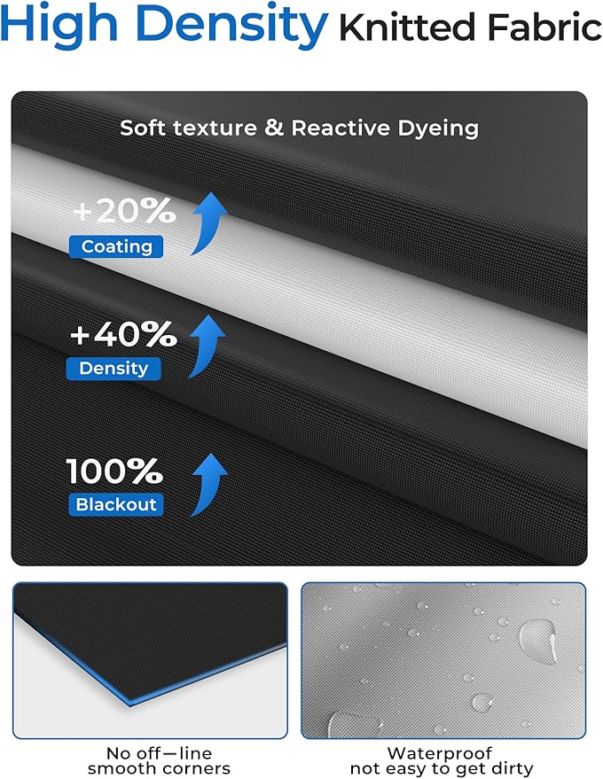 Blackout Curtains 48"x36" Portable No Drill Black Out Window Cover | 100% - Image 7