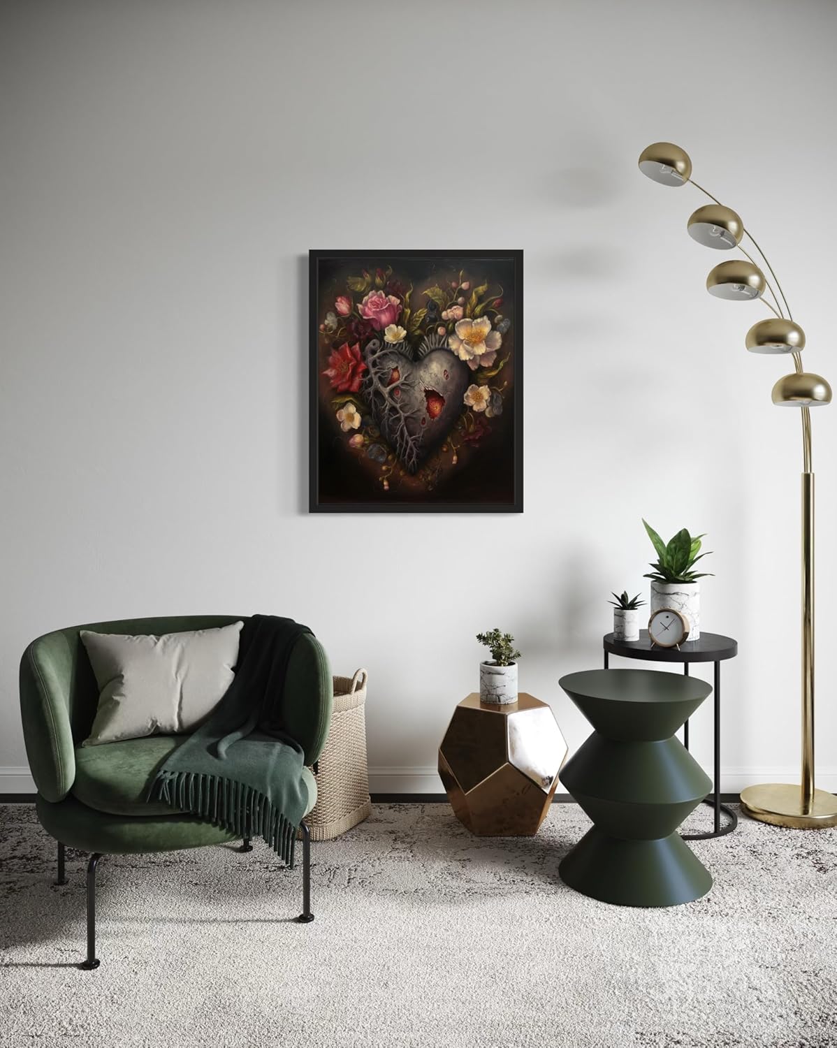 Gothic Heart Poster Art Print, Halloween Scary Vintage Wall Art Academia Spooky Painting Decoration for Horror Prints, Posters Bedroom Decor 89 (Gothic Heart, 8 x 10 inches, Unframed)
