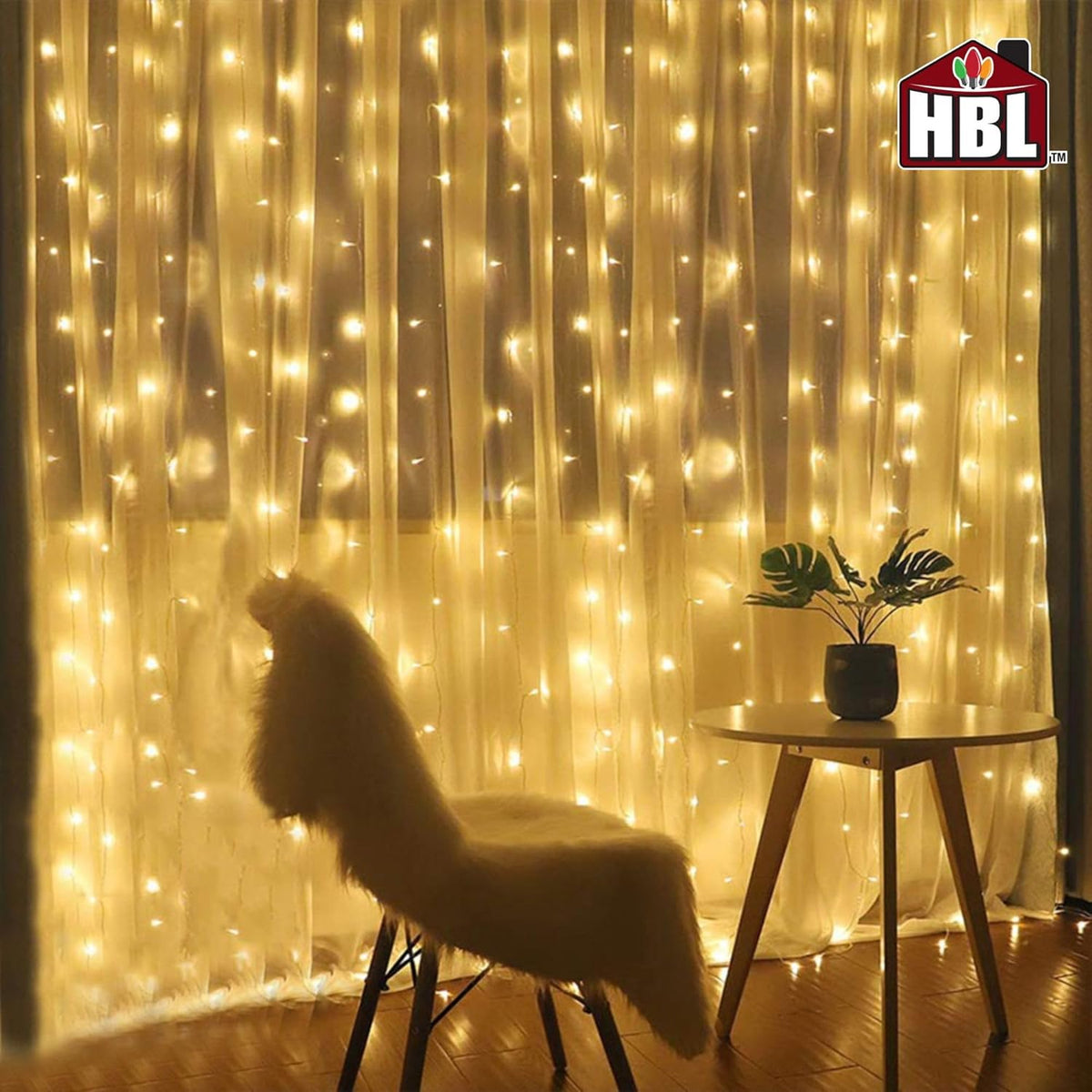 Belle Luci 608-Bulb Warm White Connectable LED Curtain Lights Outdoor Porch Decor 4'X7'