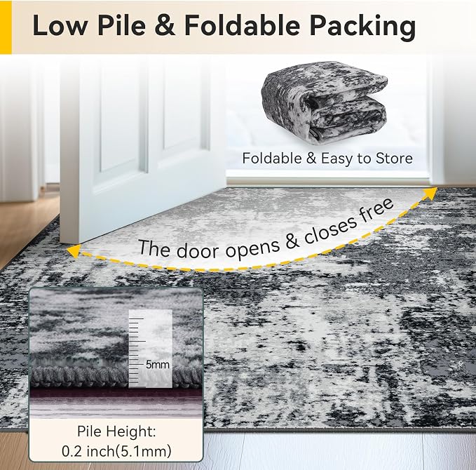 RELEANY Washable Runner 3'x8' Abstract Area Rug - Image 4