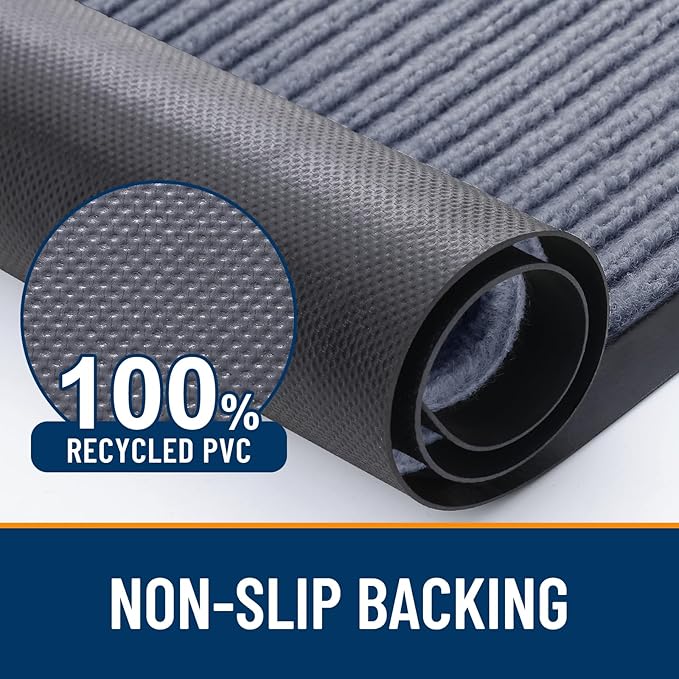 OLANLY 2-Pack Front Door Mats 33x21, Waterproof Heavy-Duty Doormats | Ash Grey - Image 3