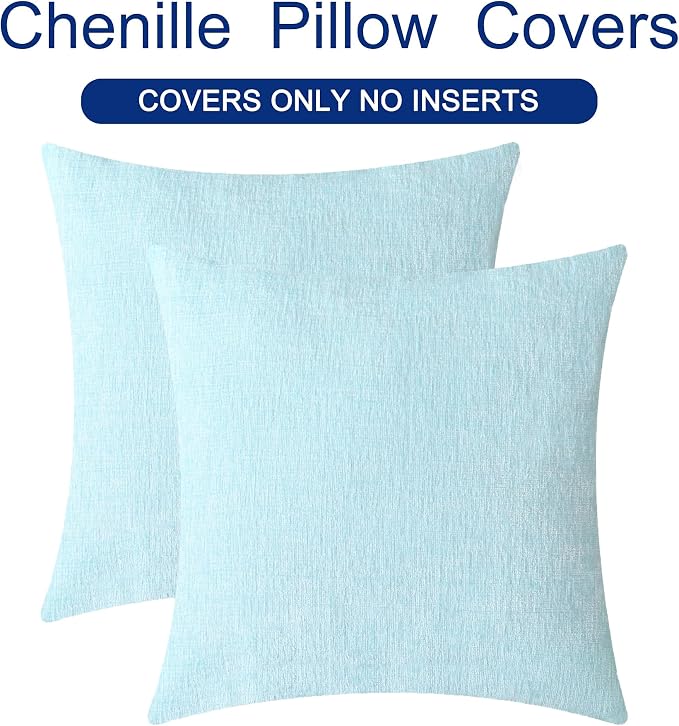 CaliTime Decorative Throw Pillow Covers 24 X 24 Inches Light Blue Grey | Pack - Image 6