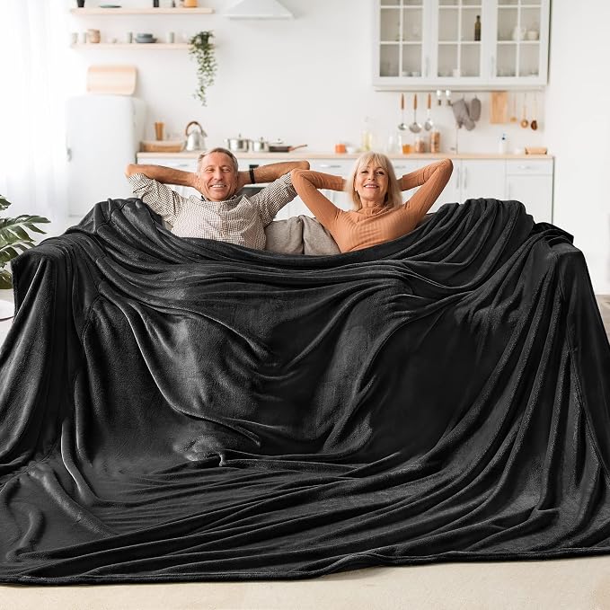 BEDELITE Fleece Blanket Soft Plush Oversized Bed Blanket Black 120"x120" | by BEDELITE
