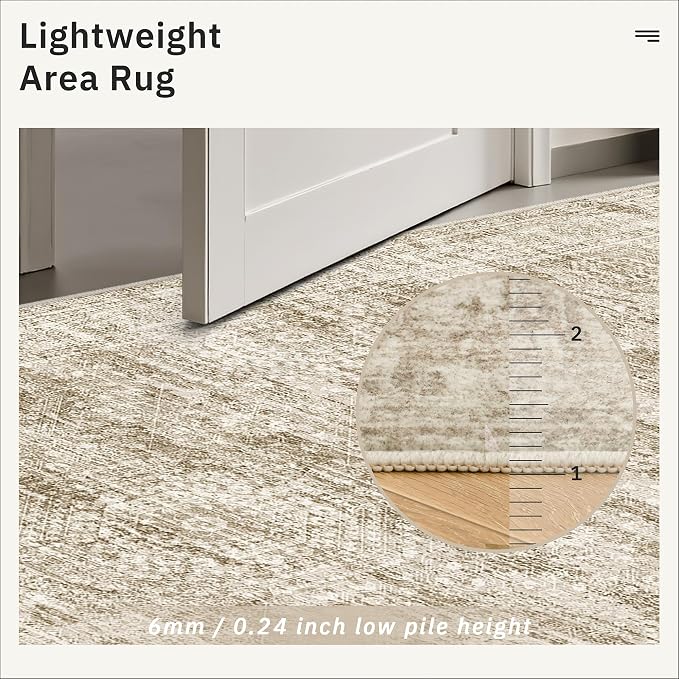 Soalmost Washable 3x16 Hallway Runner Rug Non-Slip Kitchen Entry Rugs Brown | - Image 7