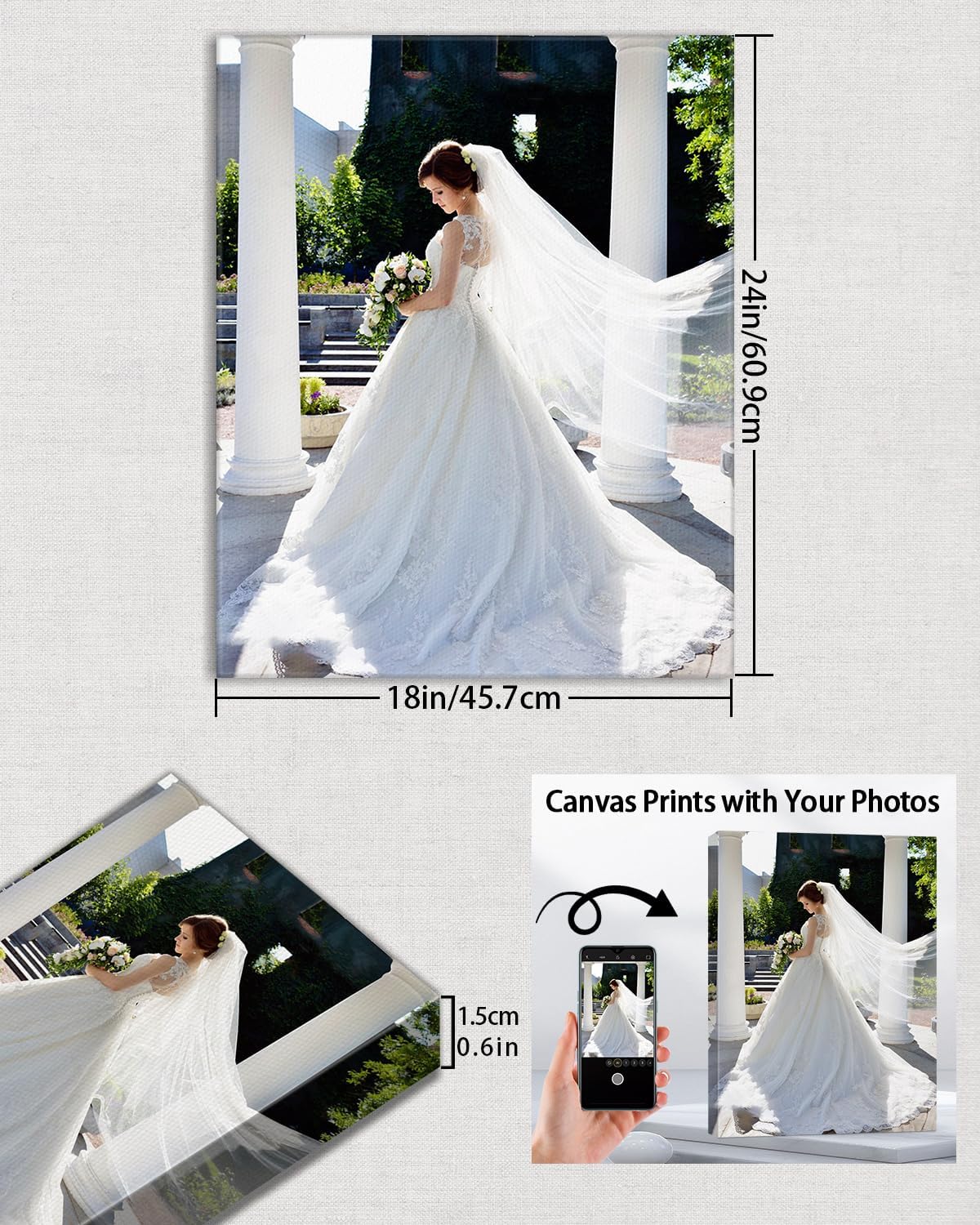 AbcCustomize Canvas Prints with Your Photos, Custom Canvas for Living Room and Bedroom Decor, Personalized gifts for Friends Lover and Family, Canvas Wall Art for Gifts & Keepsakes, Ready to Hang