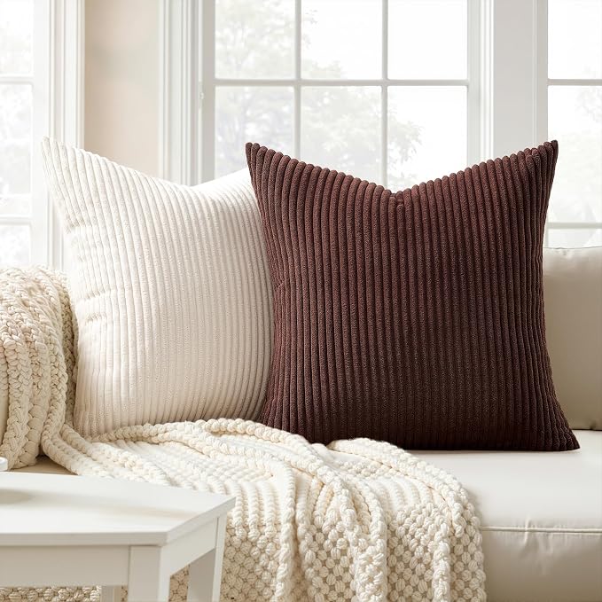 Topfinel Rustic Throw Pillow Covers 18x18 Inch Set of 4 Soft Farmhouse Corduroy - Image 6