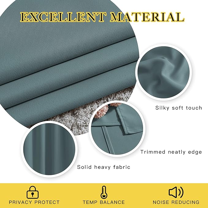 NICETOWN Blackout Greyish Blue Kitchen Curtains, Grommet Thermal Insulated - Image 4
