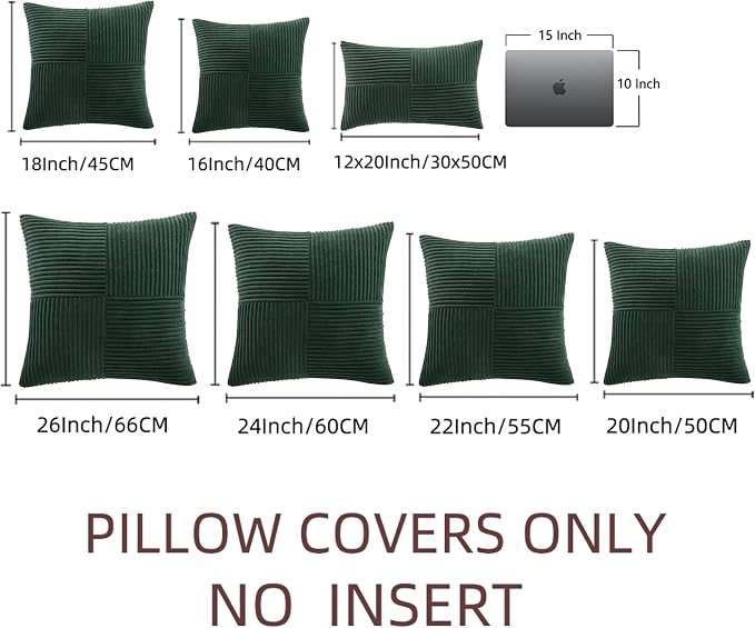 Fancy Homi Set of 2 Dark Green Boho Decorative Throw Pillow Covers 18x18 Inch - Image 7