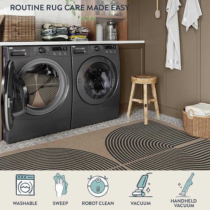 Lahome Enfys Modern Rainbow Easy Jute Office Rug, Outdoor Patio Rug 4x6 - Image 5