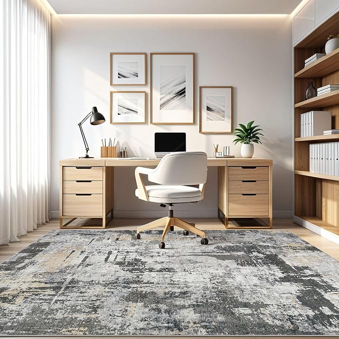 LOONGRUG 6x8 Area Rug Washable Neutral Modern Living Room Rugs Black Gold | - Image 8