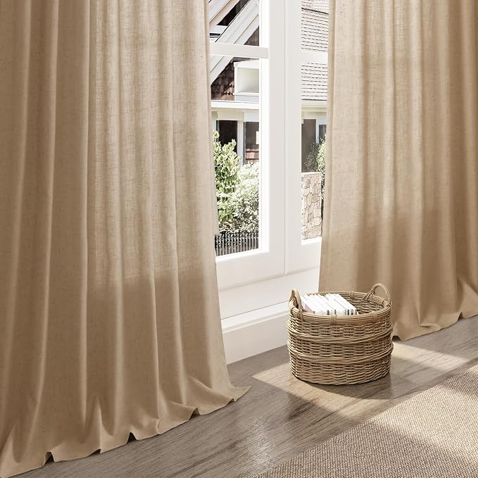 Sand Beige Linen 112 Inch Curtains - Image 5