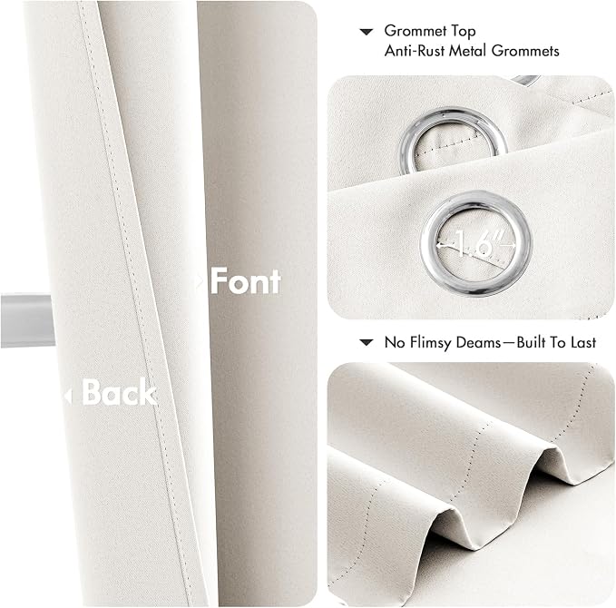 MIULEE Blackout Curtains for Bedroom 2 Panels 40 x 45 Inch Long Ivory | Thermal - Image 4
