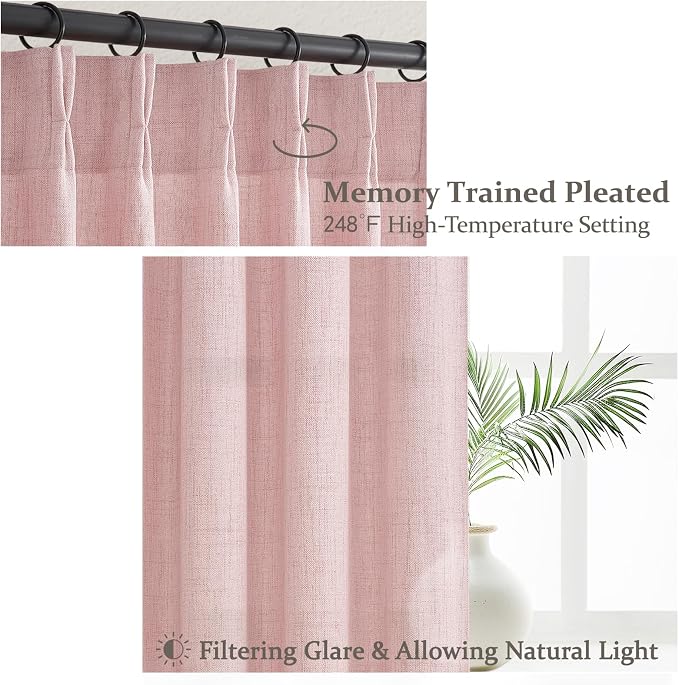 Light Pink Pinch Pleated Curtains 90 Inches Long - Image 4