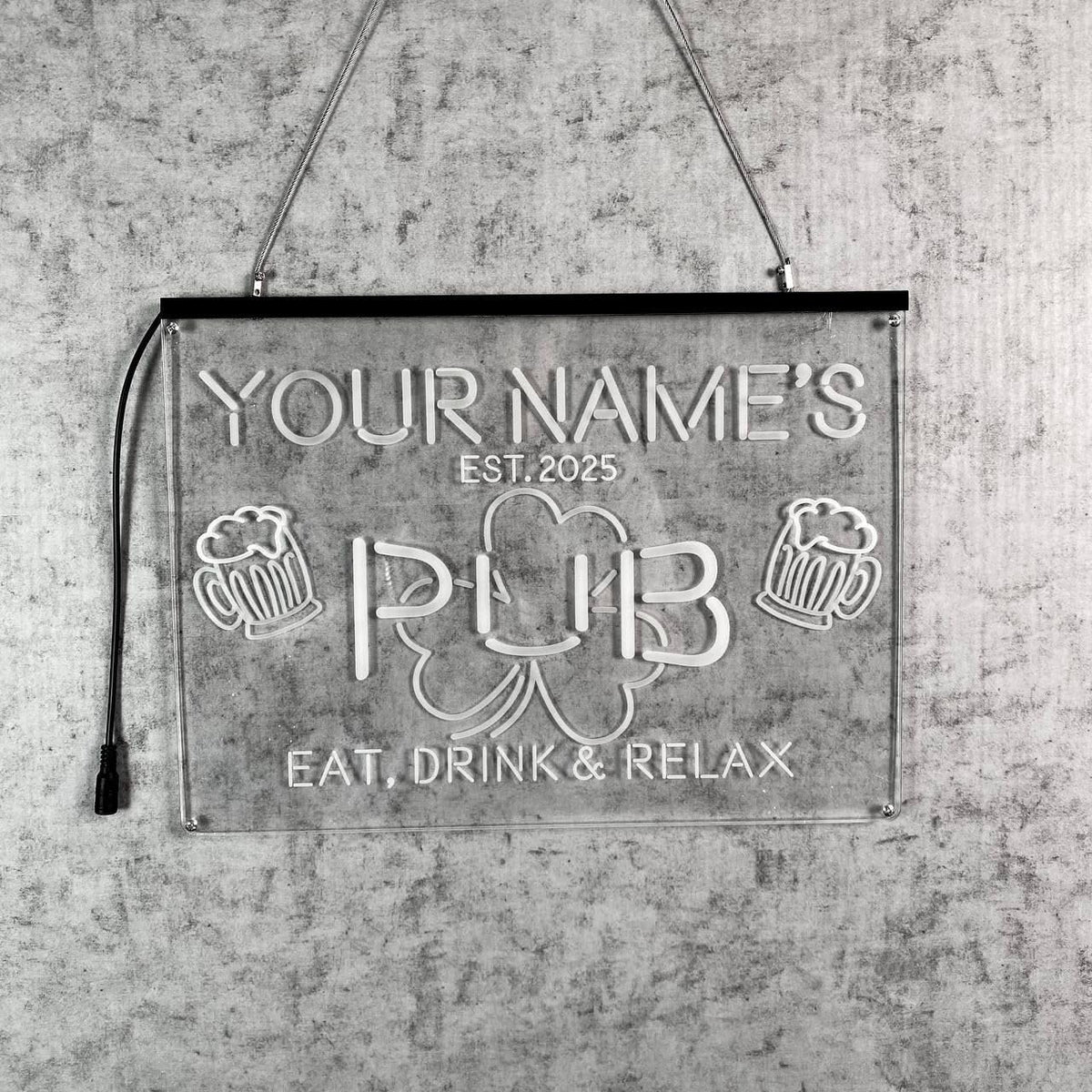 Personalized Bar Signs with Your Name for home wall light up with personalized pub name, man cave accessories, beer themed neon customizable lighted sign