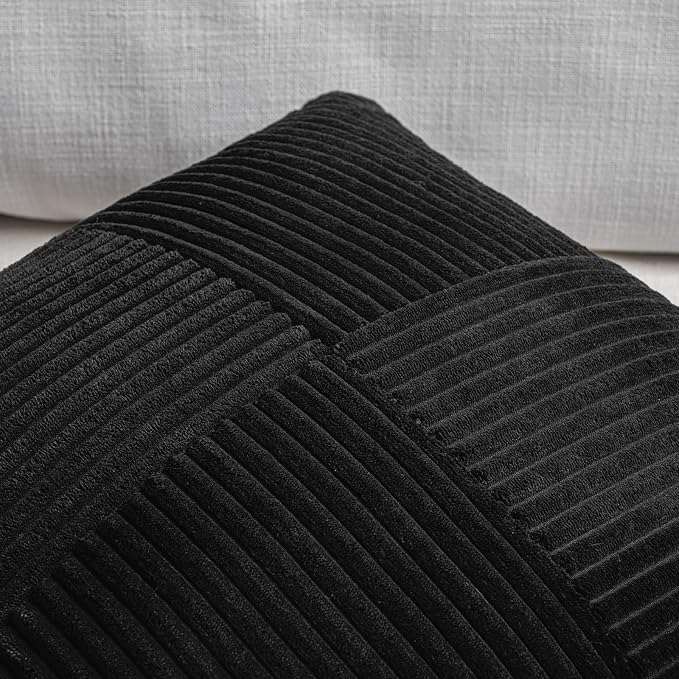 Fancy Homi 2 Packs Black Long Lumbar Decorative Throw Pillow Covers 12x24 Inch - Image 3