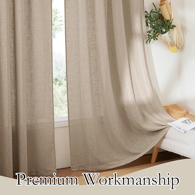 RYB HOME Linen Semi Sheer Curtains - Image 6