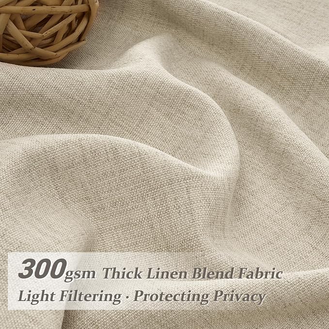 Pleated 132 Inch Extra Long Warm Beige Curtains - Image 3