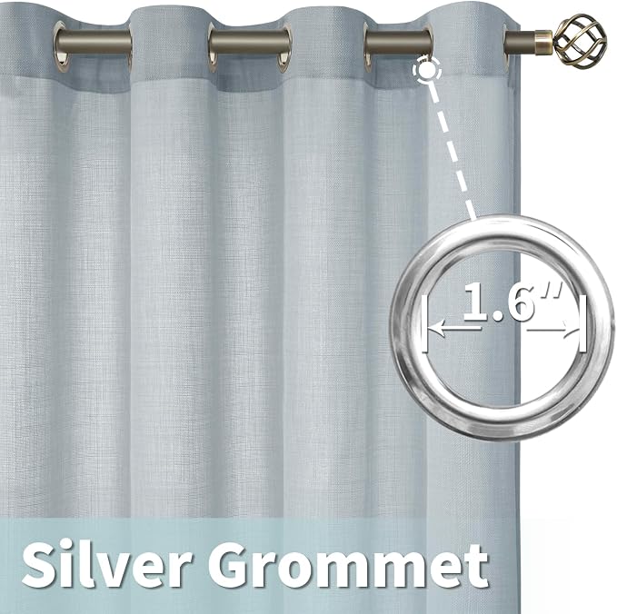 Haze Blue Linen Curtains 95 Inch Length - Image 5