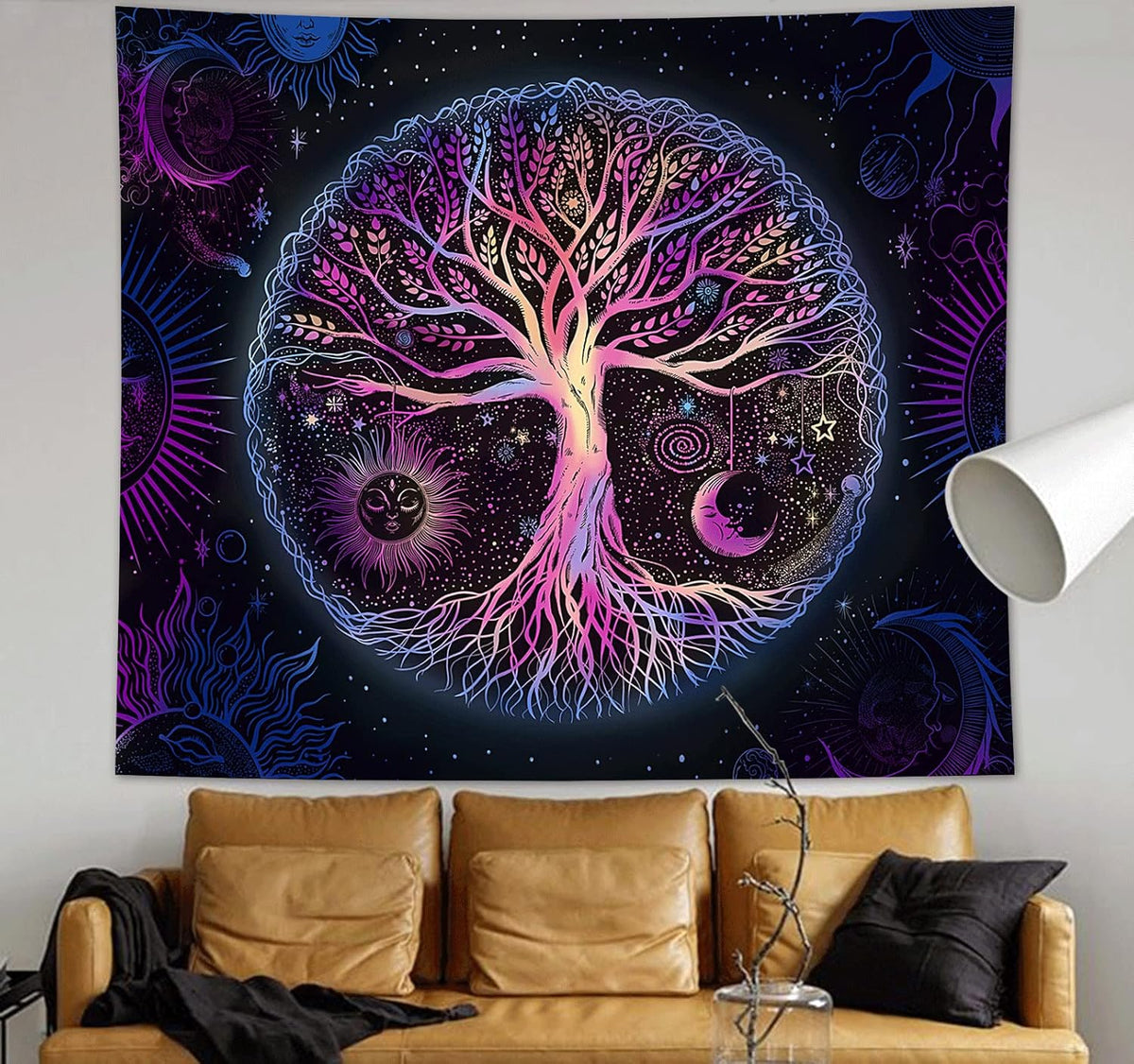 FORATER Tree of Life Tapestry Wall Hanging Colorful Life Tree Tapestries Aesthetic Sun and Moon Galaxy Wall Tapestry for Bedroom Living Room Dorm(36 x 48 Inch, Multicolor)