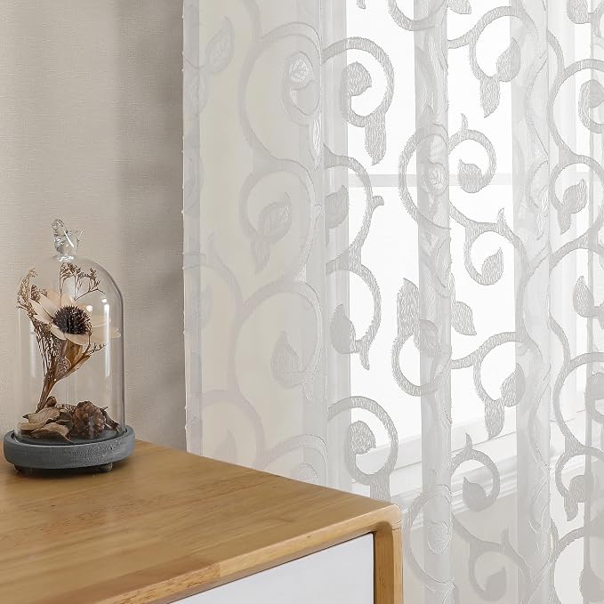 Furman Sheer Curtains 72 inches Long 2 Panels Set, Light Filtering Top Rod - Image 3