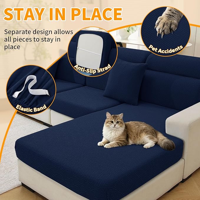 XINEAGE Chaise Cover for L Shaped Sofa, Sectional Couch Covers for Pets - Image 5
