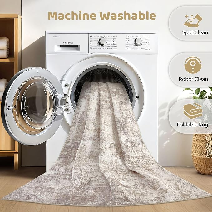 LOONGRUG 9x12 Area Rug Washable Large Neutral Modern Living Room Rugs | - Image 2