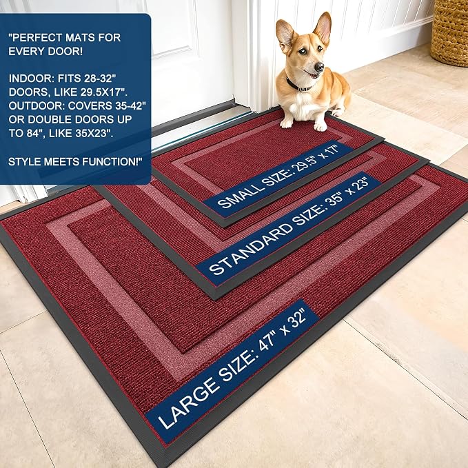 OLANLY Front Door Mat Outside 47x23, All-Season Heavy-Duty Rubber Doormat | - Image 2