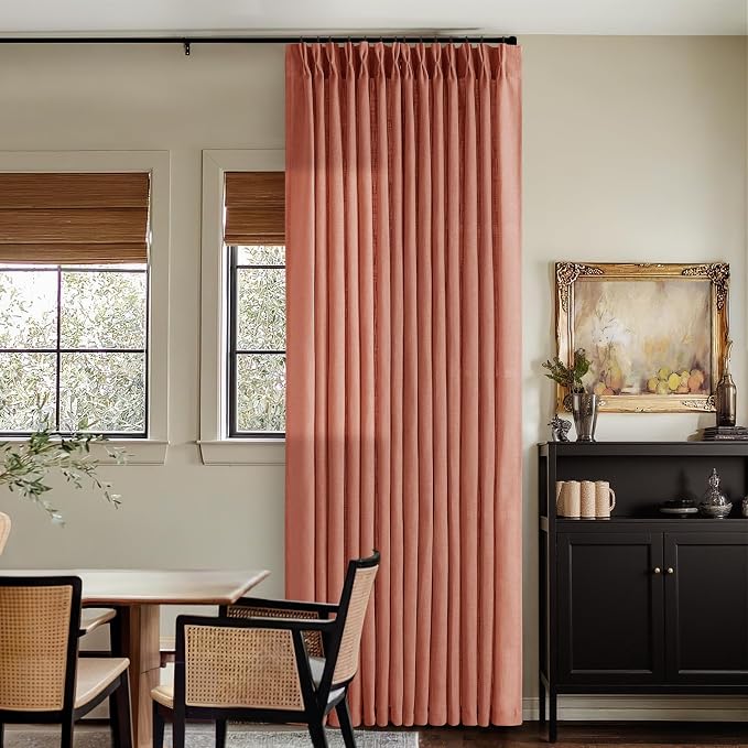Extra Long Terracotta Pleated Linen Curtains 120 Inches Long Firebrick | Light - Image 8
