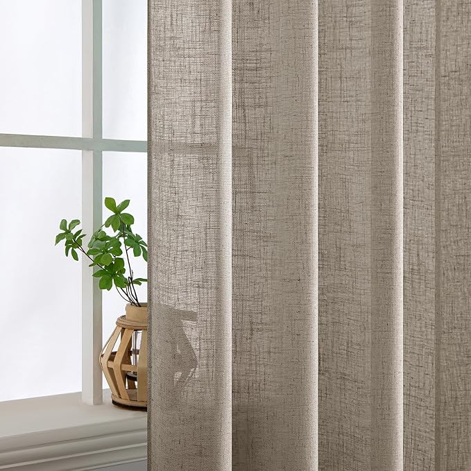 MIULEE Burlywood Birch Linen Curtains 52x72 Inch Long 2 Panels - Image 5