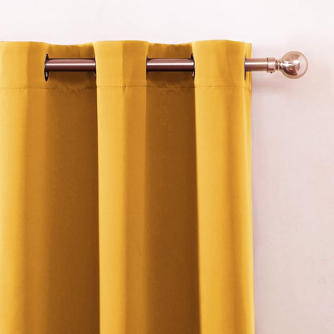 Yellow Blackout Curtains 34 x 63 Inch Length/Set of 2 Curtain Panels/Thermal - Image 6