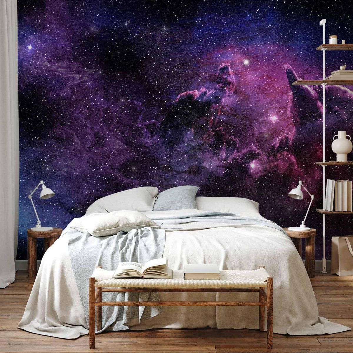artgeist Wall Mural Cosmos Galaxy 77x55 in - Peel and Stick Self-Adhesive Wallpaper Removable Large Sticker Foil Wall Decor Print Picture Image Design a-C-0022-a-a