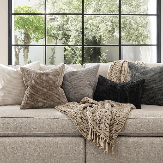 MIULEE Decorative Couch Throw Pillow Covers 16x16 Inch Neutral Beige 2 Pack | - Image 3