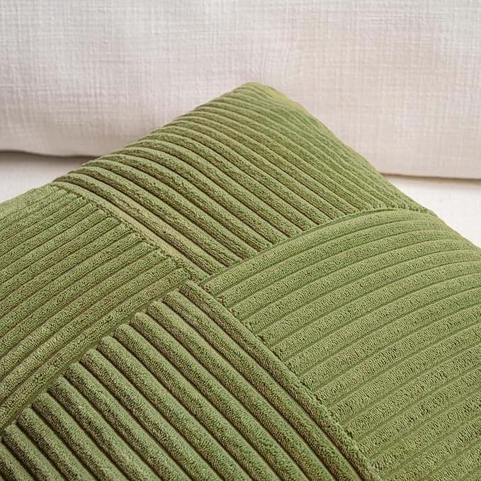 Fancy Homi 2 Packs Moss Green Big Decorative Throw Pillow Covers 24x24 Inch - Image 3