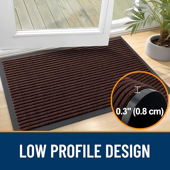 OLANLY 2-Pack Front Door Mats 59x34, Waterproof Heavy-Duty Doormats | Brown - Image 4