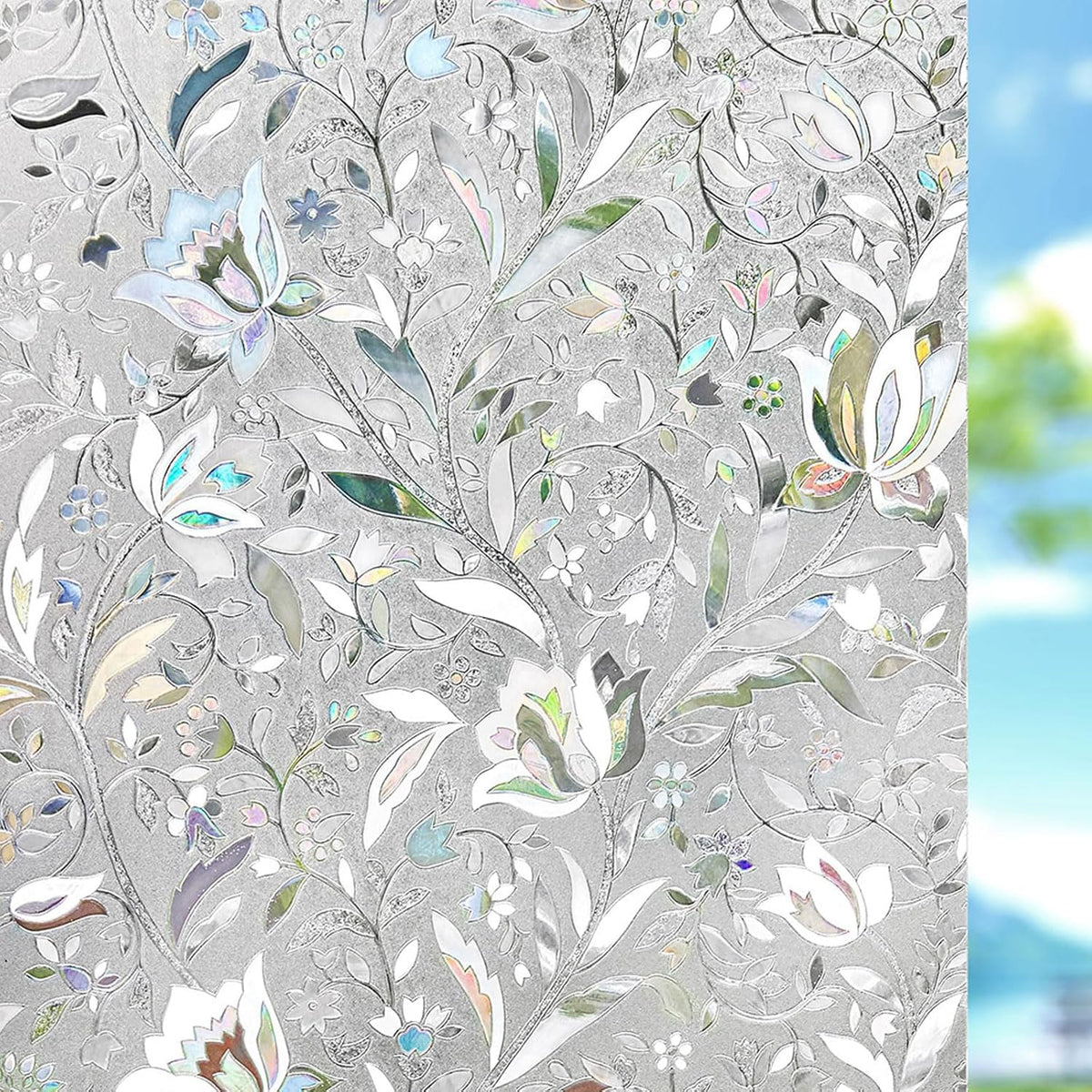 Kromapolis Window Film Privacy - Frosted Glass Decorative Film, Static Clings, No-Glue (17.5x118.1in)