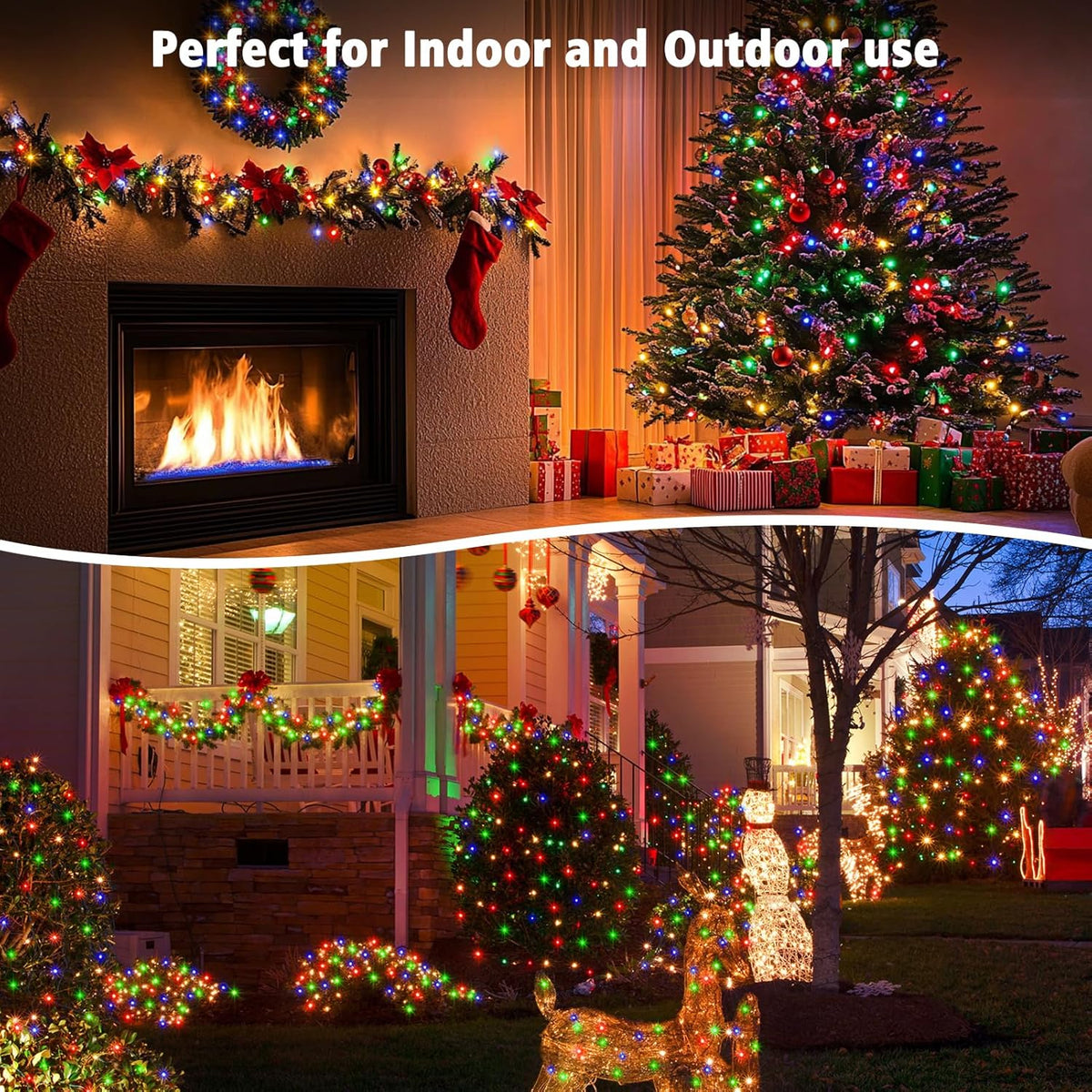 4 Pack Christmas Fairy Lights Battery Operated, 16.4FT 50 LED Dark Green Wire Twinkle Lights with Auto Timer Waterproof, Outdoor String Light for Indoor Outdoor Bedroom Yard Decor (Multicolor)