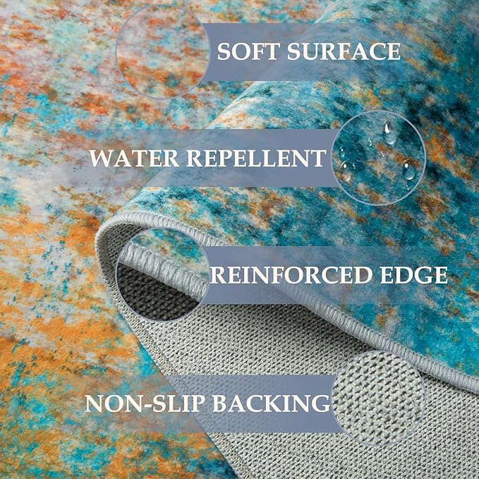 RELEANY Washable Runner 2'x6' Abstract Area Rug - Image 4