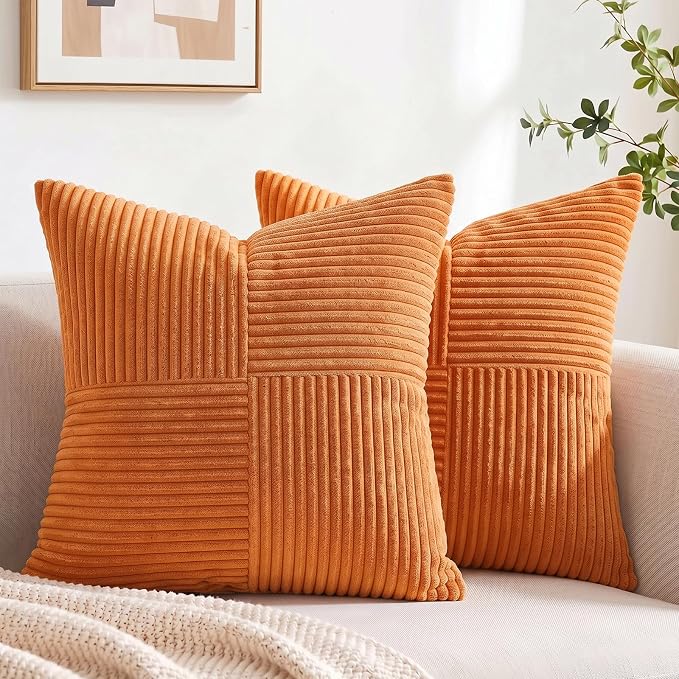 Fancy Homi 2 Packs Orange Euro Decorative Throw Pillow Covers 26x26 Inch by Fancy+Homi