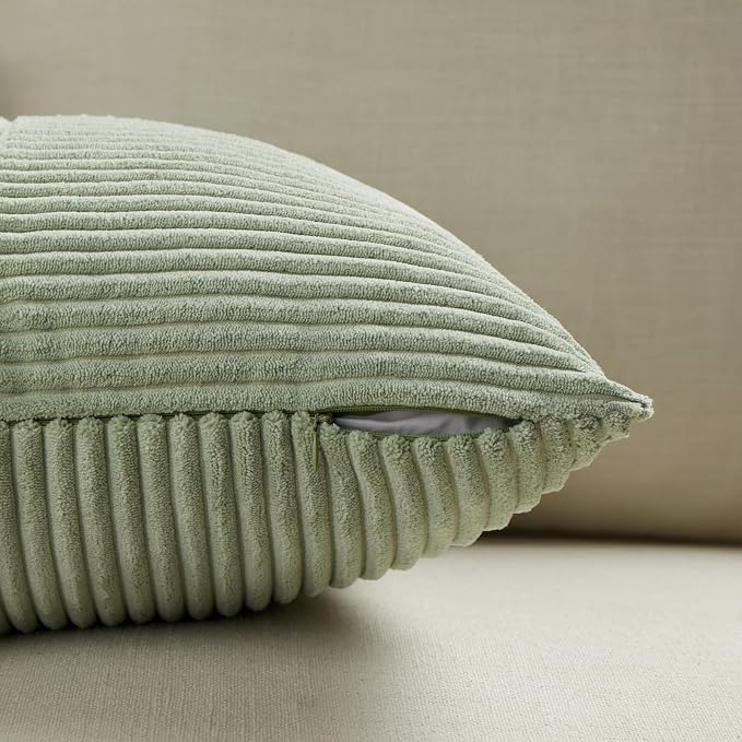 Fancy Homi 2 Packs Sage Green Lumbar Decorative Throw Pillow Covers 16x32 Inch - Image 4