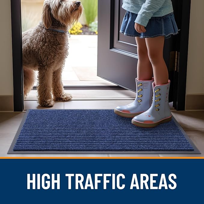 OLANLY 2-Pack Front Door Mats 29.5x17, Waterproof Heavy-Duty Doormats | Blue - Image 7