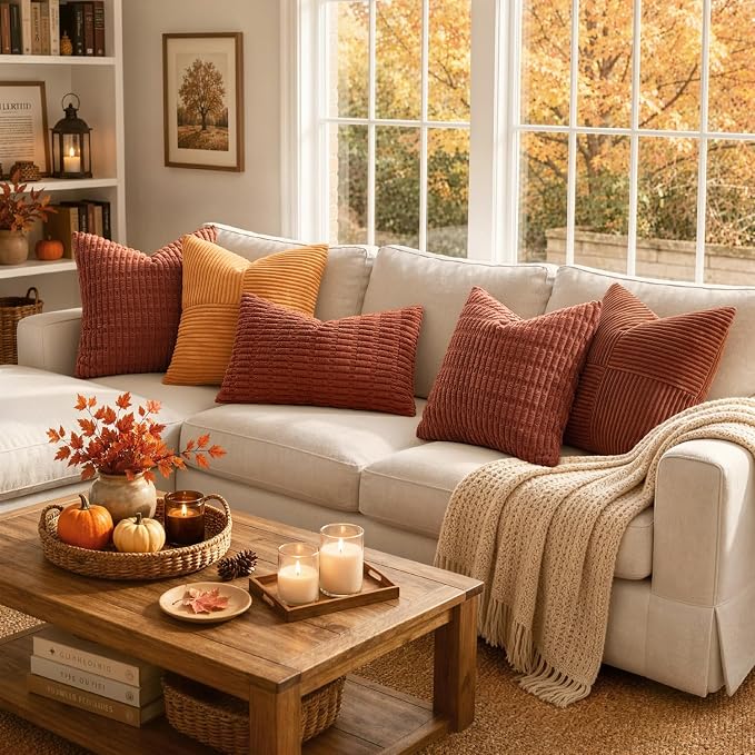 MIULEE Fall Decorative Throw Pillow Covers 18x18 Dark Rust Pack of 2 | - Image 4