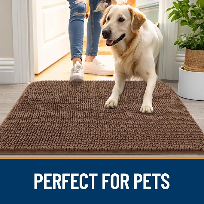 OLANLY Dog Door Mat for Muddy Paws 70x24, Super Absorbent Chenille Mud Mat | - Image 6