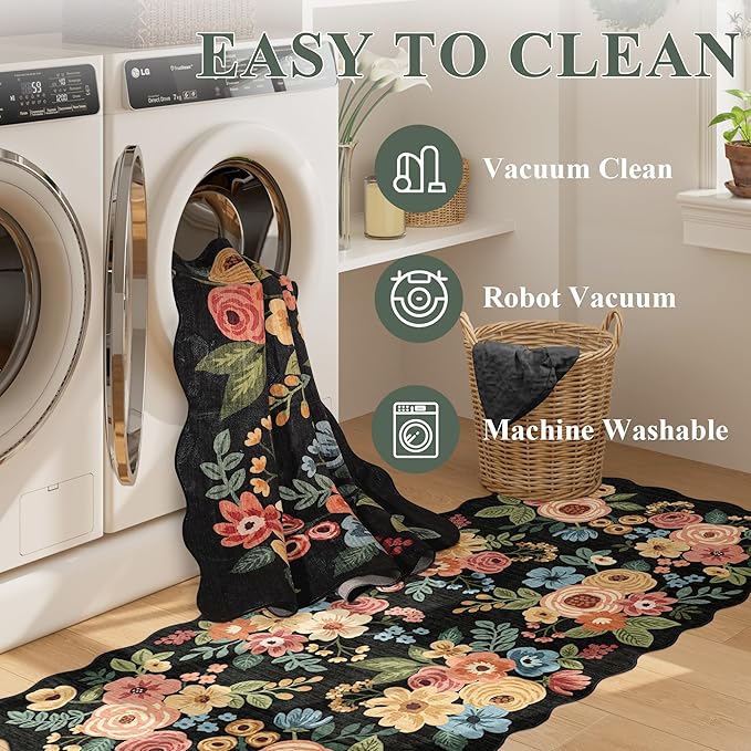 DUKINO 2x12 Washable Runner Rug, Floral Long Runner Rug - Image 7