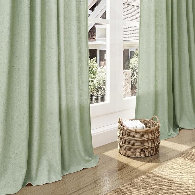 Mist Sage Linen Curtains 108 Inches Long - Image 6