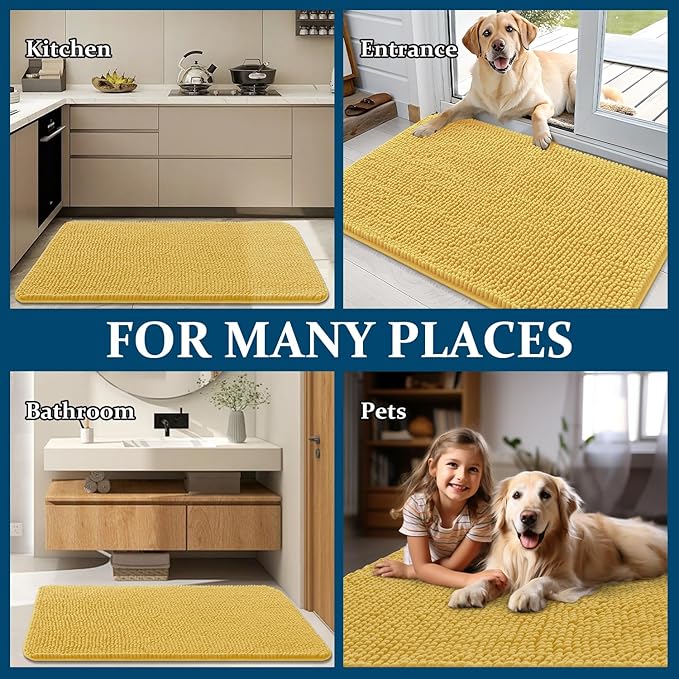 OLANLY Dog Door Mat for Muddy Paws 47x24, Super Absorbent Chenille Mud Mat | - Image 8