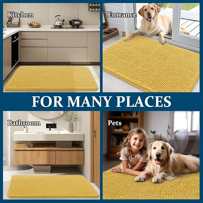 OLANLY Dog Door Mat for Muddy Paws 70x32, Super Absorbent Chenille Mud Mat | - Image 8
