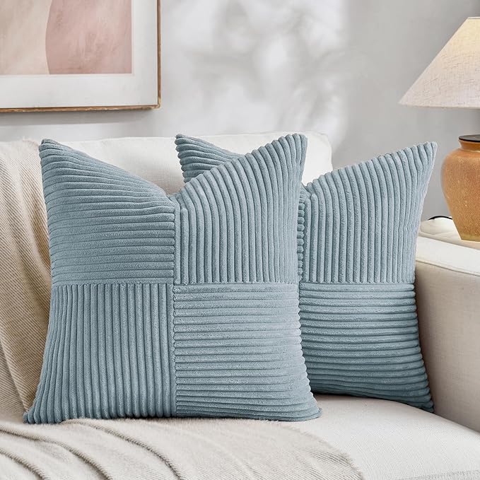 Fancy Homi Set of 2 Light Blue Big Decorative Throw Pillow Covers 24x24 Inch by Fancy+Homi