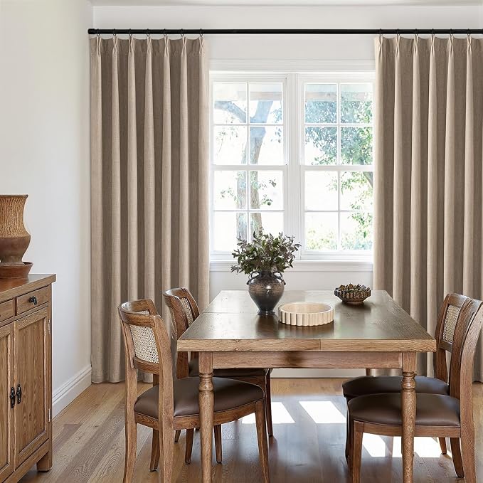 MIULEE Copper Brown Pinch Pleated 100% Blackout Linen Curtains 40x90 Inches | - Image 7