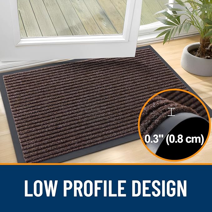 OLANLY Front Door Mat 33x21, Waterproof Heavy-Duty Indoor Outdoor Doormat | Tan - Image 4