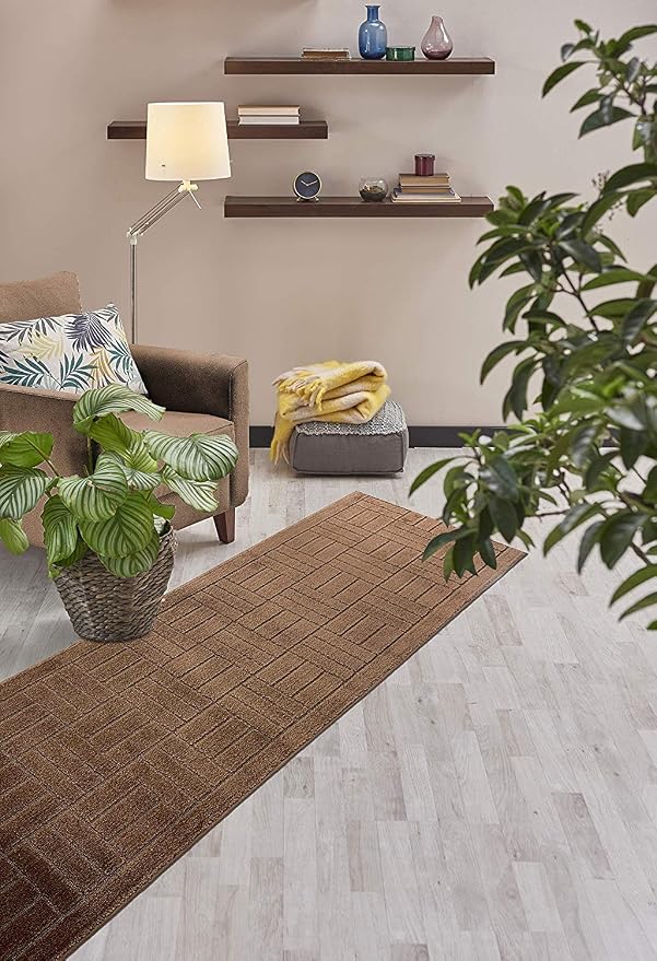 Custom Length Hallway Runner Rug, Slip Resistant, Bricks Brown, 26 Inch X 24 - Image 5